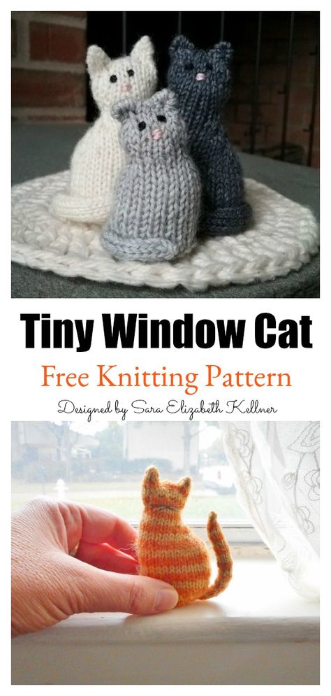 Tiny Window Cat Free Knitting Pattern #startknittingfreepattern #amigurumipattern #catpattern Tiny Window, Knit Cat, Knitting Projects Free, Knitting Toys, Easy Knitting Projects, Animal Knitting Patterns, Knitted Cat, Knitting Patterns Toys, Vogue Knitting