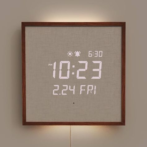 Amazon.com: mooas Wooden Frame LED Silent Wall Clock with Remote Control, Backlight Nightlight Digital Wood Wall Clock (Dark Wood) : Home & Kitchen Frames On Wall With Lights, Bathroom Clocks Wall, Bedroom Decor With Tv On Wall, Shop Bedroom Decor, Modern Boho Living Room Lighting, Wall Digital Clock, Digital Desk Clock, First Home With Boyfriend Decor, Mens Wall Decor Bedroom