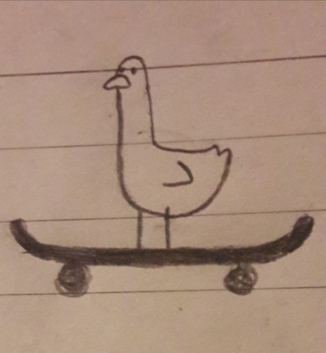 Skate Bord Drawing, Duck On Skateboard Drawing, Animals On Skateboards Drawing, Simple Skateboard Drawing, Skater Sketch Drawings, How To Draw Skateboard, Duck Drawings Cute, Easy Things To Draw On Your Leg, Skateboard Sketch Drawing