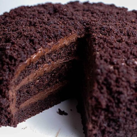 Brooklyn Blackout Chocolate Cake Brick Street Chocolate Cake, American Chocolate Cake, Black Out Cake, Brooklyn Blackout Cake Recipe, Blackout Chocolate Cake, Chocolate Cake With Condensed Milk, Blackout Cake, Fudgy Chocolate Cake, Moist Dark Chocolate Cake Recipe