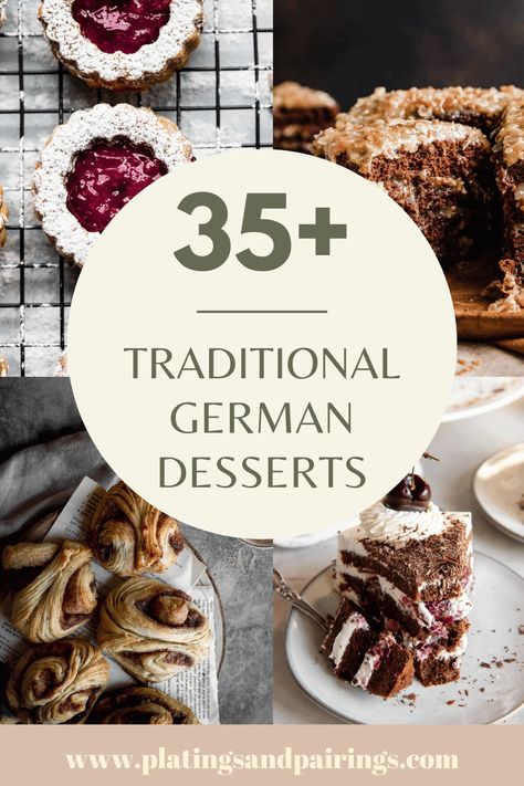 German Food Authentic Desserts, Best German Desserts, German Holiday Desserts, German Sweets Recipes, Traditional German Cookie Recipes, European Cakes Recipes, German Appetizer Recipes, Octoberfest Dessert Ideas, German Recipes Authentic Dessert