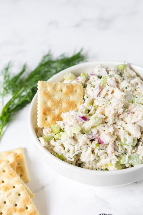 Easy Crab Salad - Made with Real Crab Meat! Crab Meat Salad Recipe, Southern Cornbread Salad, Crab Salad Sandwich, Crab Meat Salad, Homestyle Meatloaf, No Yeast Dinner Rolls, Cornbread Salad, Crab Salad Recipe, Bacon Potato Salad