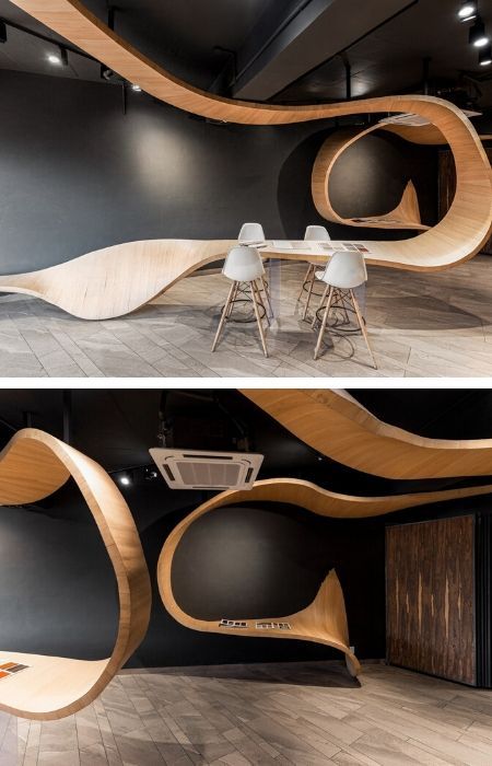 Wood Installation, Wood Element, Office Interior Design, Commercial Design, Commercial Interiors, Architecture Model, Retail Design, Ceiling Design, Wooden Diy