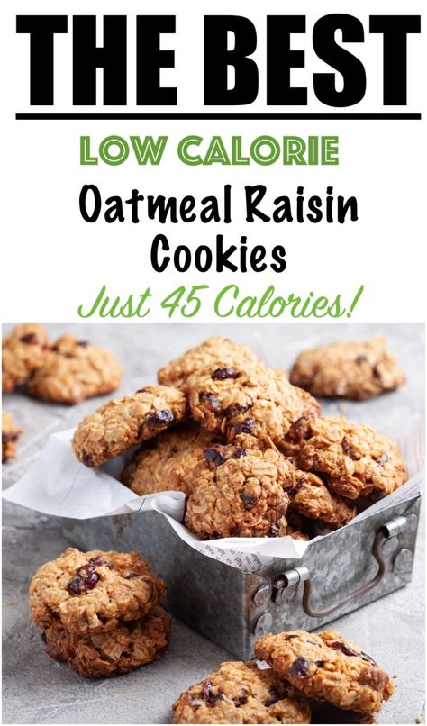 Healthy Recipe for Oatmeal Raisin Cookies - Lose Weight By Eating Homemade Oatmeal Raisin Cookies, Easy Oatmeal Raisin Cookies, Low Calorie Oatmeal, Oatmeal Raisin Cookies Healthy, Best Oatmeal Raisin Cookies, Low Calorie Cookies, Raisin Cookie Recipe, Low Calorie Chocolate, Chocolate Chip Oatmeal Cookies