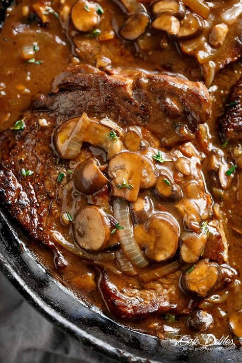 Round Eye Steak Recipes, Smothered Cube Steak, Top Round Steak Recipes, Tenderized Round Steak, Steak Ideas, Easy Homemade Gravy, Beef Round Steak, Eye Of Round, Seared Salmon Recipes