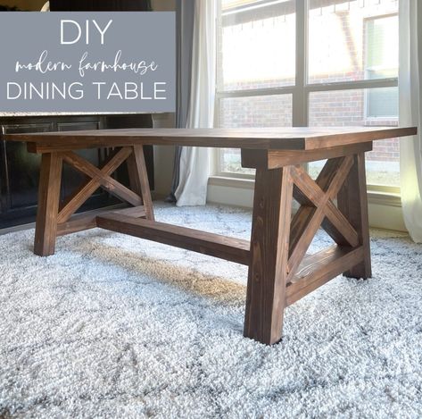 Diy X Base Dining Table, Farmhouse Kitchen Table Plans, Building An Outdoor Table, Free Farmhouse Table Plans, Farm Table Dining Room Diy, Dining Room Table Base, Diy Dinning Room Table, Diy Rustic Kitchen Table, Diy Farmhouse Dining Room Table