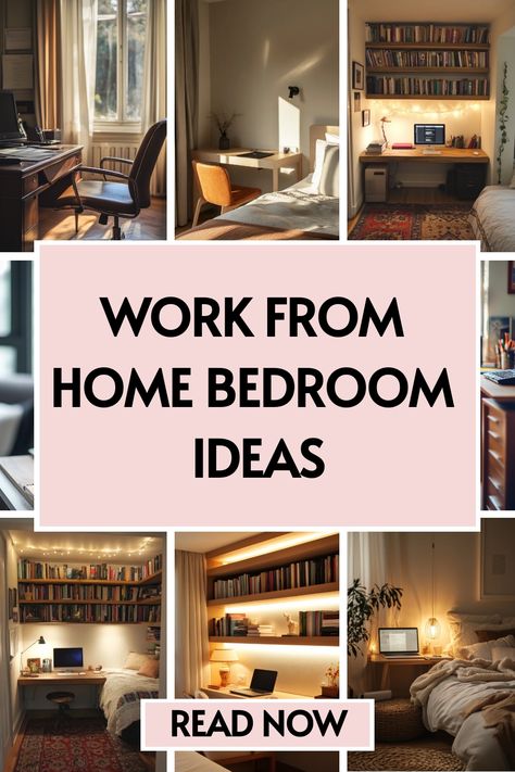 💼🛏️ Need bedroom office ideas that inspire creativity and focus? Check out our article for stylish bedroom office design tips that merge home office decor seamlessly with your personal space. Find your perfect setup now! Study Spare Bedroom, Bedroom Plus Office Ideas, Master Bed Office Combo, Small Boho Bedroom With Desk, Craft Spare Bedroom Ideas, Work From Home In Bedroom, Office Room Apartment, Main Bedroom Office Combo, Room Divider Bedroom Office