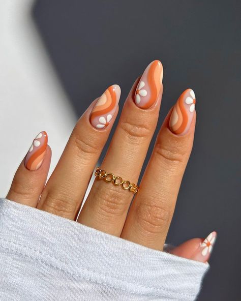 Orange Nail Designs, Boho Nails, Fall Nail Trends, Retro Nails, Cute Nails For Fall, Smink Inspiration, Summery Nails, Her Nails, Makijaż Smokey Eye