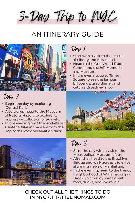 Discover the ultimate 3-day itinerary for exploring the best of the city that never sleeps! From iconic landmarks to trendy neighborhoods and delicious cuisine, this itinerary has it all. #NYC #travelgoals #citythatneversleeps New York City Holiday, Nyc Road Trip, 2 Day Nyc Itinerary, 2 Day Itinerary Nyc, New York Winter Itinerary, 2 Day New York Itinerary, A Week In New York, Nyc In 3 Days, 3 Days New York City