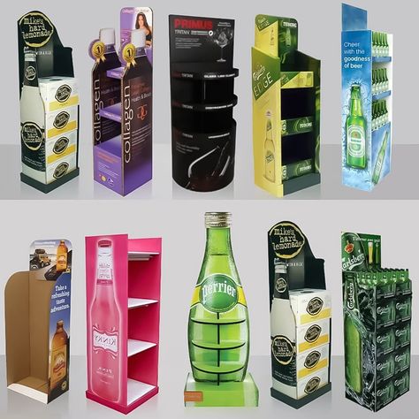 Retail Supermarket Corrugated Cardboard Paper Floor Beer Bottle Wine Display Stand Cosmetic Display Design, Pdq Display, Retail Gondola Design, Paper Shelves, Bottle Exhibition Display, Design Assignments, Mikes Hard Lemonade, Posm Display Design Ideas, Beer Stand