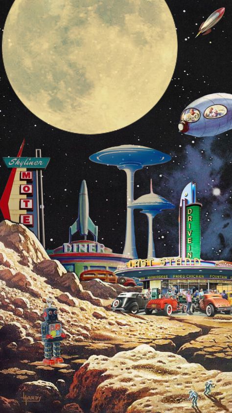 Retro Futurism Aesthetic, Futurism Aesthetic, 1950s Aesthetic, Vintage Space Art, Vintage Futurism, Futurism Art, Futurisme Retro, Aesthetic Posters, Retro Artwork