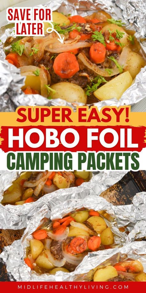 Hobo foil packets are a great meal to make when camping! These foil packs have a burger, some veggies, and potatoes all in one and they can be customized for everyone's preferences. They’re seasoned to perfection and cooked easily in the oven, on the grill, or over the campfire. It’s an easy way to prep meals for camping with minimal cleanup. You can make them at home in the oven or over the fire as well! Grab your ingredients and try them today! Hobo Foil Packets, Hobo Meals, Hobo Dinner Recipes, Recipes Ground Turkey, Venison Steak Recipes, Tin Foil Dinners, Hobo Dinners, Foil Packet Dinners, Deer Recipes