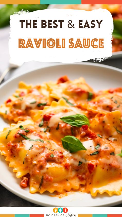 Easy Ravioli Sauce Ravioli Tomato Cream Sauce, Ravioli With Tomato Cream Sauce, Ravioli Rose Sauce, Meat Ravioli Sauce, Tomato Sauce For Ravioli, Simple Ravioli Sauce, Ravioli Sauce Recipe Easy, Cheese Ravioli Sauce Recipe, Sausage Ravioli Sauce