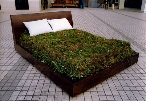 Rest Bed by Function2.com. Environmental Sculpture, Modern Metropolis, Blog Art, Colossal Art, Artistic Installation, 3d Studio, Green Bedding, Six Feet Under, Sculpture Installation