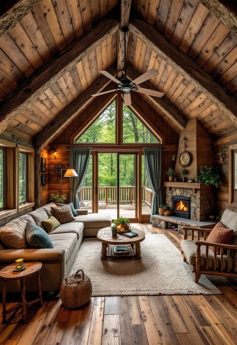 Small Cabin Interior Ideas Interior Forest House, Cabin In The Woods Interior Design, Forest Interior Design Living Room, Cedar Cabin Interior Design, Small Cabin In The Woods Interior, Cabin Woods Aesthetic, River Cabin Interior, Cozy Cabin Interior Design, Cottage In The Woods Interior