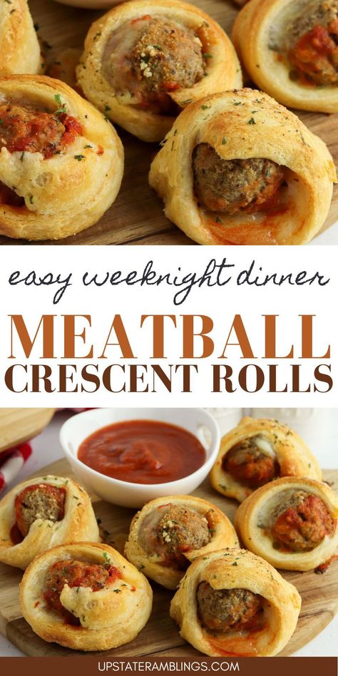 Meatball Crescent Rolls Crescent Rolls And Meatballs, Easy Dinners With Crescent Rolls, Meatballs And Crescent Rolls, Meatballs In Crescent Rolls, Ground Beef Recipes With Croissants, Crescent Rolls Recipes Dinner, Crosaint Recipes Easy Dinner, Crescent Roll Meatball Recipes, Crescent Dinner Recipes