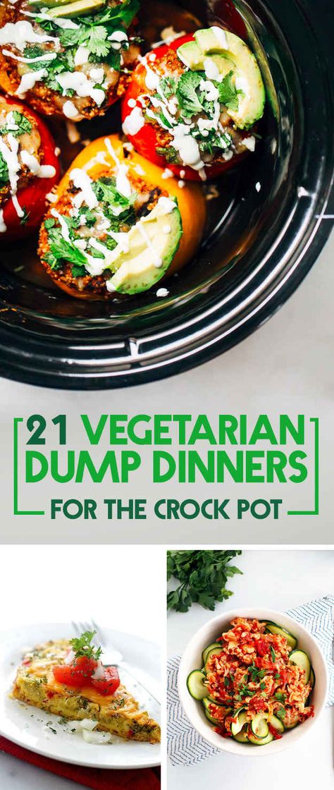 Vegetarian Dump Dinners, Crock Pot Dump, Burger Vegetarian, Resep Vegan, Sandwich Vegetarian, Meat Lasagna, Vegetarian Crockpot Recipes, Dump Dinners, Pumpkin Chili