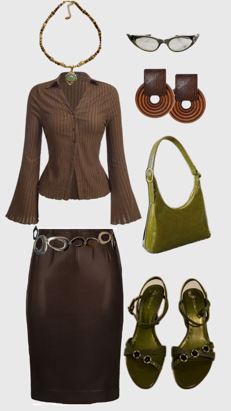 Earthy Office Siren Aesthetic outfit green brown earthy office siren casual Siren Aesthetic Outfit, Earthy Office, Siren Aesthetic, Academia Aesthetic Outfit, Earthy Outfits, Brown Outfit, Fashion Victim, Dinner Outfits, Aesthetic Outfit