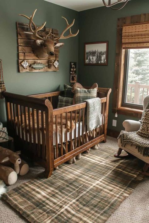 Timeless Boy Nurseries Ideas Nursery Ideas Wood, Country Nursery Baby Boy, Hunting Nursery Theme Boy, Western Baby Room, Western Boy Nursery, Vintage Hunting Nursery, Boy Hunting Nursery, Vintage Boy Nursery, Vintage Baby Boy Nursery