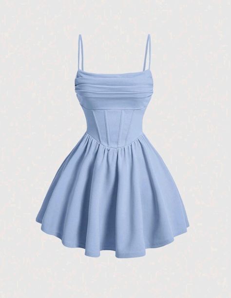 Light Blue Party Dress Short, Summer Clothes Shein, Cute Dresses Blue, Cute Summer Dresses Short, Short Cute Dresses, Blue Outfits Ideas, Blue Dress Simple, Short Dresses Blue, Simple Dresses Casual