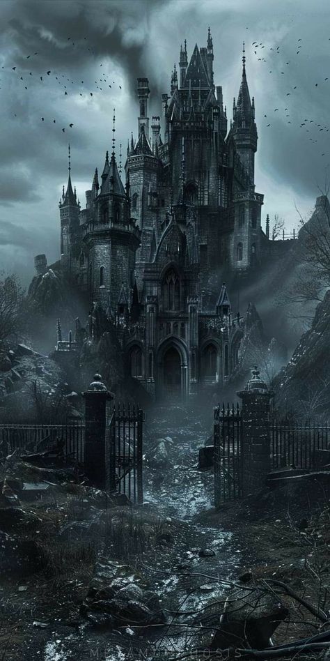 Gothic Castle Aesthetic, Goth Castle, Goth Architecture, Vampire Castle, Castle Exterior, Dark Castle, Creepy Houses, Black Castle, Gothic Castle