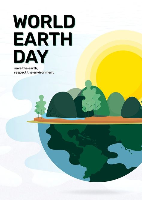 World earth day and respect the environment poster | premium image by rawpixel.com / Sasi World Earth Day Poster, Save Earth Posters, World Environment Day Posters, Footprint Poster, Earth Day Poster, Earth Day Drawing, Environmental Posters, Earth Day Posters, Earth Poster