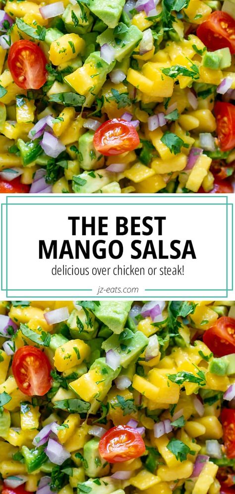 Mango Salsa Recipe, Fresh Mango Salsa, Mango Salsa Recipes, Mango Avocado Salsa, Mango Recipes, Party Food And Drinks, Mango Salsa, Salsa Recipe, Appetizer Snacks