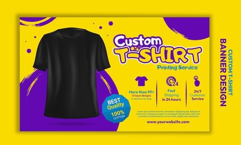 Vector custom tshirt design printing ser... | Premium Vector #Freepik #vector #shirt #uniform #black-shirt #shirt-mockup Business T Shirt Design, T Shirt Ads Design, T Shirt Flyer Design, T Shirt Poster Design, Tshirt Advertising Ideas, Tshirt Poster, Photoshop Video, Custom T Shirt Printing, Custom Tshirt