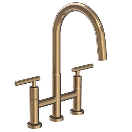 East Linear - Kitchen Bridge Pull-Down Faucet - 1500-5463 - || Newport Brass Newport Brass Kitchen Faucet, Bridge Faucet Kitchen, Bridge Faucet, Design Stage, Square Kitchen, Faucet Kitchen, Brass Kitchen Faucet, Newport Brass, Contemporary Canvas