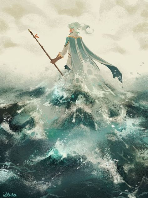 Ocean Wave Drawing, Ages Of Man, Wave Drawing, Goddess Of The Sea, Tales Of Zestiria, Goddess Aesthetic, Photography Illustration, Goddess Art, Sea Art