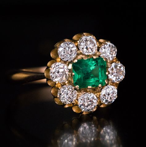 Halo Engagement Ring Emerald, Antique Engagement Ring, Halo Engagement Ring, Gold Engagement, Emerald Diamond, Lab Created Diamonds, Cluster Ring, Diamond Solitaire, Solitaire Ring