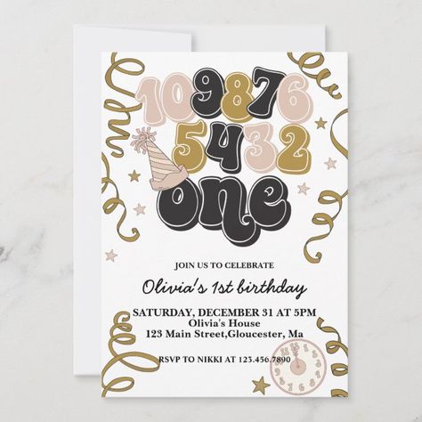 New Years Eve Countdown First Birthday Invitation - tap/click to get yours right now! #new #years, #year #baby, #countdown, New Years Baby Birthday, New Year’s Eve First Birthday, First Birthday New Years Theme, New Years Birthday Party For Baby, New Years First Birthday Party, New Years Eve Toddler, New Years Eve Countdown, New Years Eve Birthday Party, Baby Countdown