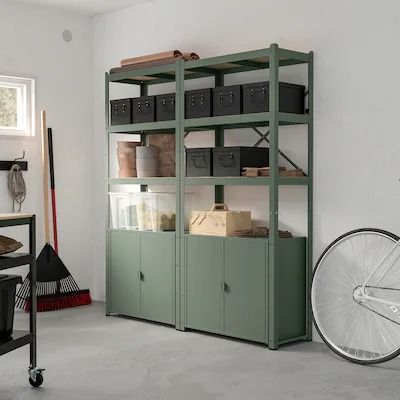 Garage Storage - Garage Shelving & Cabinets - IKEA Bror Ikea, Cabinets Ikea, Tall Furniture, Living Room Redesign, Recycling Station, Storage Garage, Carpentry Workshop, Garage Storage Systems, Pine Plywood