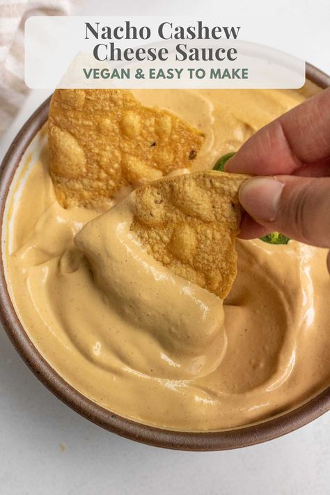 This nacho cashew cheese sauce is velvety smooth and full of rich umami flavor that you will want to put on everything. Dairy-free and fully plant-based! Cashew Cheese Sauce, Pickled Jalapenos, Cheese Alternatives, Plant Based Cheese, Vegan Cheese Recipes, Healthy Plant Based Recipes, Plant Based Diet Recipes, Homemade Condiments, Cashew Cheese