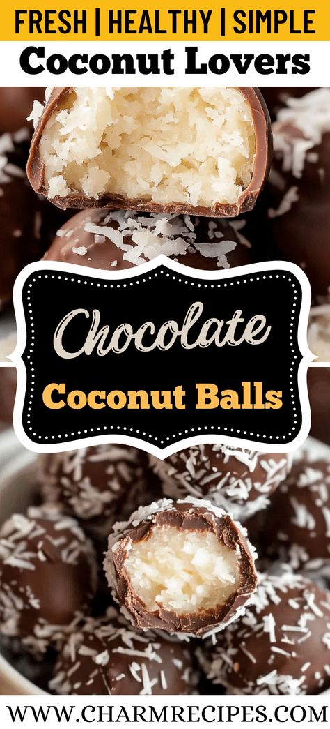 Dark Chocolate Coconut Balls, Coconut Chocolate Macaroons, Chocolate Dipped Coconut Balls, Coconut Balls With Condensed Milk, Christmas Coconut Balls, Chocolate Covered Coconut Balls Easy, Sweetened Coconut Recipes, Coconut Cream Balls, Coconut Candy Balls