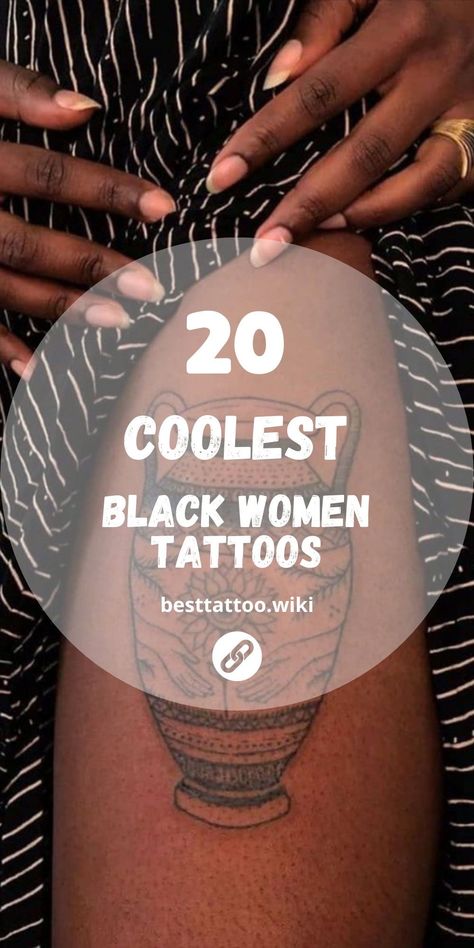 Step into a world of beauty and resilience with our exclusive collection of 2024's top 20 black women tattoos. Celebrating Afro heritage and feminine strength, each tattoo embodies a unique story of empowerment. From bold arm sleeves to intricate leg designs, our curated selection offers a range of options to express your identity and embrace the richness of black culture. Stay Humble Tattoo For Women, Elegant Tattoos Black Women, Tattoo On Black Women Dark Skin, Feminine Unique Tattoos, African Band Tattoo, Black Female Arm Tattoos, She Is Art Tattoo Black Women, Sleeve Tattoo For Black Women, Waist Tattoos Black Women