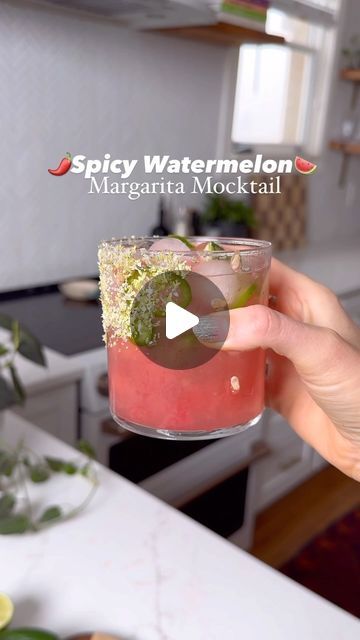 Blair Horton|wellness.mocktails.denver on Instagram: "🍉🌶️SPICY WATERMELON MARGARITA MOCKTAIL🌶️🍉

Scientifically backed to be your favorite summer drink 😜

Comment SPICY and I’ll DM you the full recipe!" Spicy Margarita Mocktail, Wellness Mocktails, Spicy Watermelon Margarita, Watermelon Mocktail, Margarita Mocktail, Spicy Watermelon, Mint Margarita, Famous Recipes, Watermelon Margarita