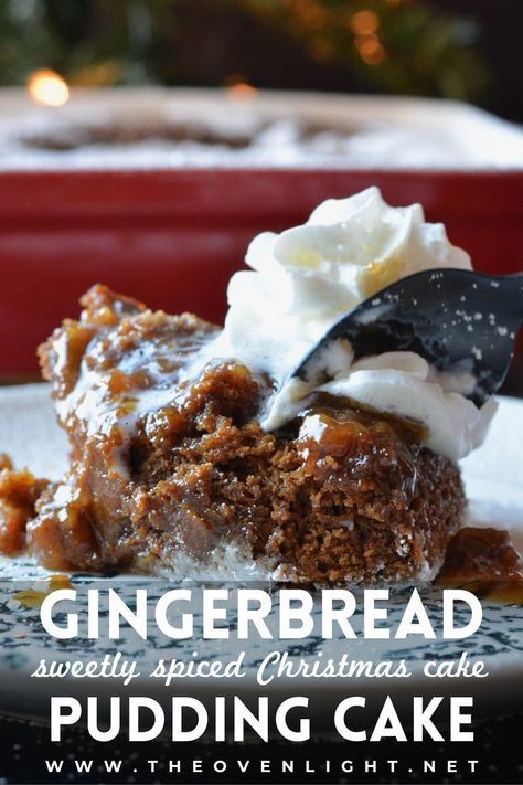 Gingerbread Cake with a warm ginger sauce base, unlike any winter cake you've ever had. Perfectly spiced with ginger, cinnamon, nutmeg and cloves. #gingerbread #Christmasrecipes #cakerecipe Gingerbread Apple Cake, Frosting For Gingerbread Cake, Gingerbread With Caramel Sauce, Ginger Cake Christmas, Slow Cooker Ginger Cake, Eggnog Spice Cake, Gingerbread Crazy Cake, Gingerbread Lava Cake, Ginger Bread Cake Mix Recipes