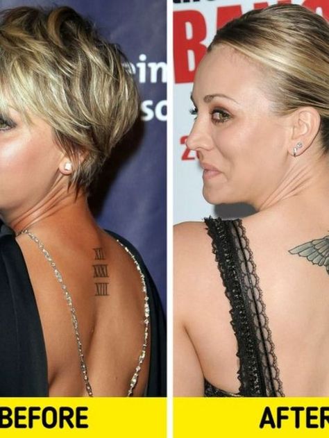 10 Celebrities Who Used Their Imagination To Cover Up Their Old Women Tattoo Placement, Shoulder Cover Up Tattoos, Old Women With Tattoos, Celebrity Tattoos Women, Positivity Tattoo, Classy Tattoos For Women, Women's Shoulder Tattoo, Cover Up Tattoos For Women, Small Tattoo Placement