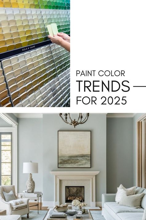 Wondering what colors will be trending for home decor in 2025? Here’s a look at the new paint color trends for 2025, based on insights from experts like Sherwin-Williams, Benjamin Moore, and Behr! Great Room Colors Sherwin Williams, Close Knit Behr Paint, Light Living Room Paint Color Ideas, Behr Garden Vista, Seattle Grey Benjamin Moore, Rock Candy Sherwin Williams Living Room, Clean House Color Palette, Wickham Gray Benjamin Moore Living Room, Nutshell Paint Color