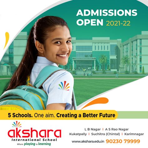 World Class Education, with Akshara International School Hyderabad 𝐀𝐝𝐦𝐢𝐬𝐬𝐢𝐨𝐧𝐬 𝐚𝐫𝐞 𝐨𝐩𝐞𝐧 𝐚𝐭 𝐀𝐤𝐬𝐡𝐚𝐫𝐚. 𝐂𝐡𝐢𝐥𝐝𝐫𝐞𝐧 𝐚𝐫𝐞 𝐛𝐨𝐫𝐧 𝐰𝐢𝐭𝐡 𝐰𝐢𝐧𝐠𝐬 𝐀𝐤𝐬𝐡𝐚𝐫𝐚 𝐡𝐞𝐥𝐩𝐬 𝐭𝐡𝐞𝐦 𝐭𝐨 𝐟𝐥𝐲” 𝐄𝐆𝐈𝐒𝐓𝐄𝐑 𝐈𝐌𝐌𝐄𝐃𝐈𝐀𝐓𝐄𝐋𝐘: https://akshara.edu.in/admission-enquiry-form/ www.akshara.edu.in Contact: 𝟵𝟬𝟮𝟯𝟬𝟳𝟵𝟵𝟵𝟵 #aksharainternationalschoolhyderabad School Admission Banner, School Admission Open Creative Poster, School Ads Creative, Class Banners Ideas, School Opening Poster, School Advertisement Poster Design, Admission Open Creative Ads, School Admissions Poster, Admission Open Creative Poster