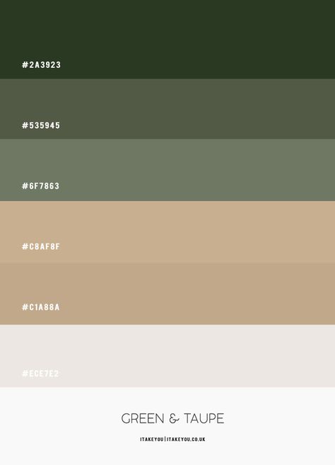 olive green and taupe color combo, green and nude color scheme, dark green and taupe color palette Olive Green Pallete Colour Palettes, White Brown Green Color Palette, Forest Green And Neutral Color Palette, Green Interior Colour Palette, Green Brown Beige Bedroom, Sage And Taupe Color Palette, Tan And Green Color Scheme, Dark Olive Green Palette, Green Biege Colour Palette