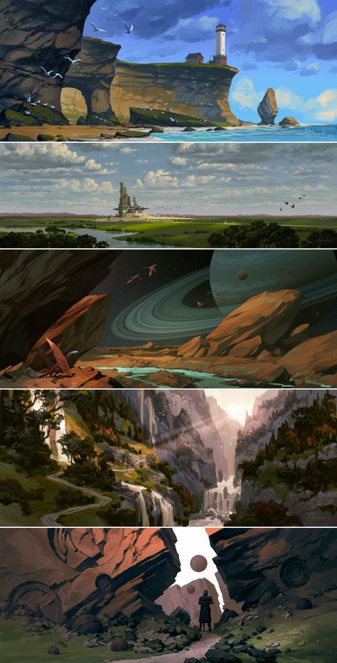 Fantasy Landscape Digital Art, Enviroment Concepts Art, Environment Concept Art Landscape, Ocean Concept Art, Scenery Concept Art, Enviroment Art, Space Concept Art, Landscape Concept Art, Environmental Concept Art