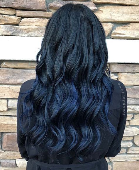 Black Hair Color Ideas, Blue Black Hair Color, Stylish Hair Colors, Denim Hair, Color For Black Hair, Blue Black Hair, Human Hair Color, Black Hair Color, Hair Color Blue