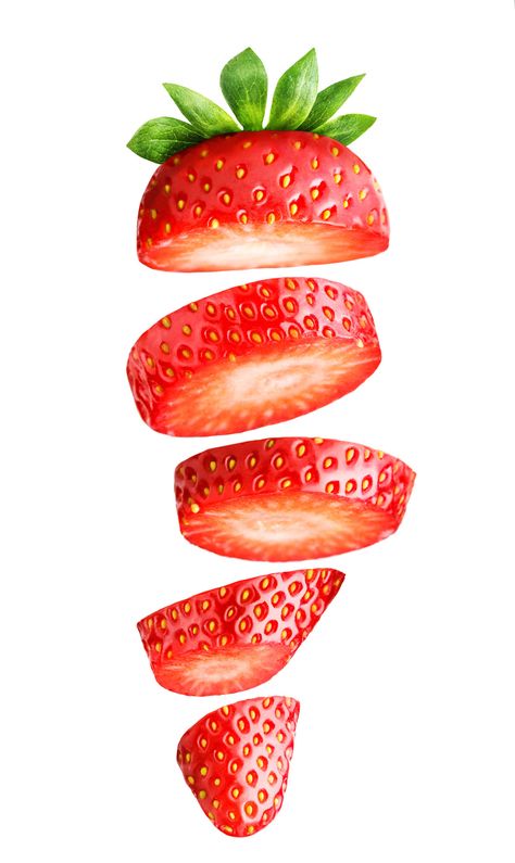 MamasLatinas.com : Strawberries are a good snack to have. : 21 Foods that can make your butt bigger -- When dessert comes around, avoid grabbing that chocolate bar or cookie. We tend to store more fat around our hips and thigh area, but if you want to make sure to remain toned, then stick with fruits and sweets low in fat. Sliced Strawberry, Strawberry Slice, High Fat Foods, Fruit Photography, Strawberry Fruit, Motion Graphics Design, Graphic Design Lessons, Arte Inspo, White Stock