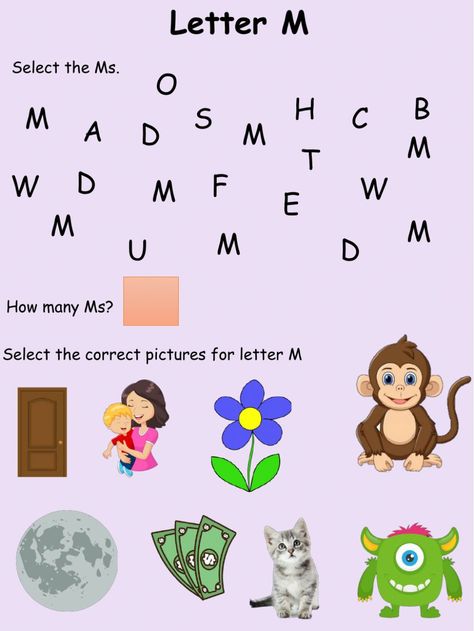 Letter M Worksheets Kindergarten, Letter M Worksheet, Letter M Worksheets, Alphabet Train, Small Alphabets, Alphabet Worksheets Kindergarten, English Activities For Kids, Worksheets Kindergarten, Alphabet Pictures