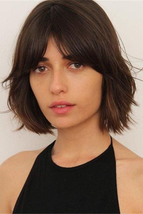 Short Bob Natural Straight Human Hair Women Wig 12 Inches Bob With Curtain Bangs, Curtain Fringe, Img Models, Penteado Cabelo Curto, Short Hair With Bangs, Straight Human Hair, Curtain Bangs, Grunge Hair, Short Bob Hairstyles