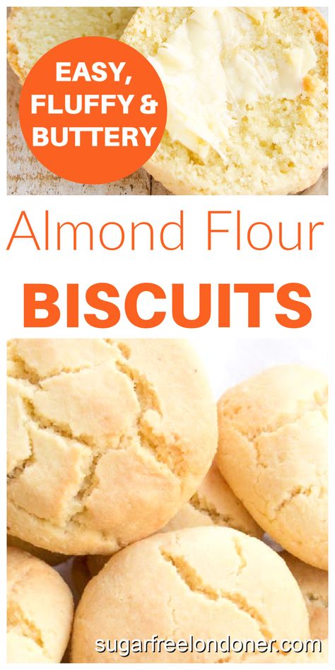 Almond flour biscuits are so easy to make! All you need for this quick keto biscuits recipe is 4 simple ingredients that you probably have in your kitchen right now! They come together in 5 minutes and are so versatile - use them in your bread basket as a dinner roll, as a sandwich bread or even make a sweet version by adding a little sweetener! Almond Flour Biscuits, Flour Biscuits, Low Carb Biscuit, Low Carb Low Fat Recipes, Keto Biscuits, Baking With Almond Flour, Gluten Free Biscuits, Low Carb Low Sugar, Almond Flour Recipes