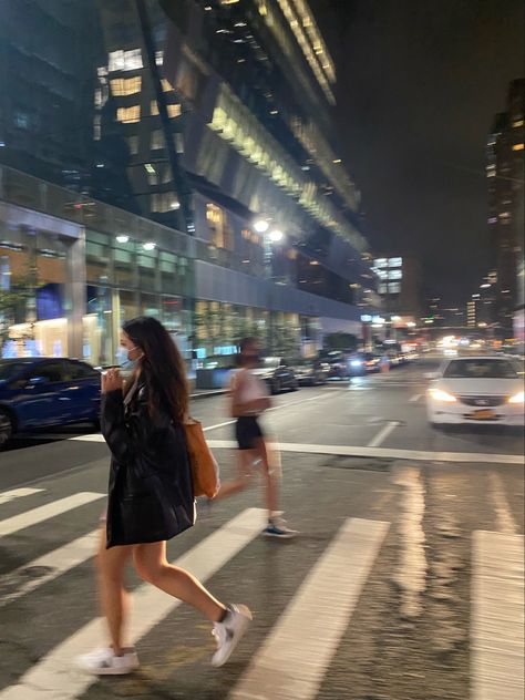 Crossing The Street Aesthetic, Crossing Street Photoshoot, Street Crossing Photography, Downtown Pictures At Night, Downtown Photoshoot Night, Crossing The Street Photography, Night City Pics Insta, Late Night Street Pics, Nighttime City Instagram Pictures