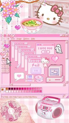 Pink Cybercore Wallpaper, Pink Kawaii Wallpaper, Pink Cybercore, Cybercore Wallpaper, 2000s Posters, Hello Kitty Games, 2000 Vibes, Nice Wallpaper, Picture Cartoon